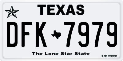 TX license plate DFK7979