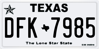 TX license plate DFK7985