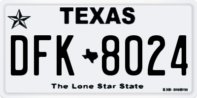 TX license plate DFK8024