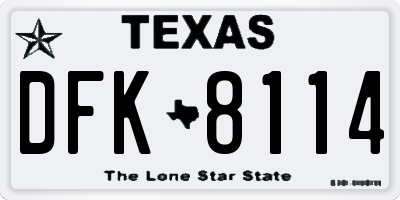 TX license plate DFK8114