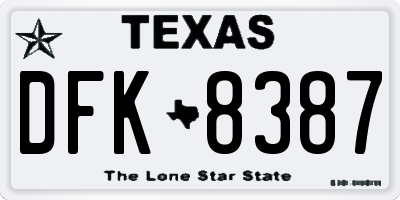 TX license plate DFK8387