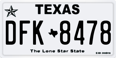 TX license plate DFK8478