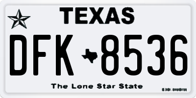 TX license plate DFK8536