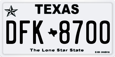 TX license plate DFK8700