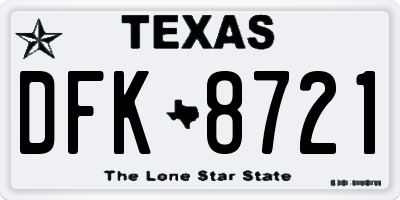 TX license plate DFK8721