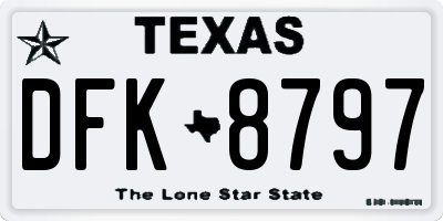 TX license plate DFK8797