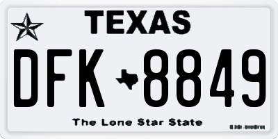 TX license plate DFK8849