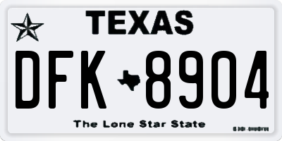 TX license plate DFK8904