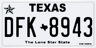 TX license plate DFK8943
