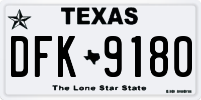TX license plate DFK9180