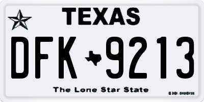 TX license plate DFK9213