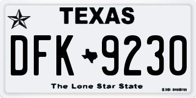 TX license plate DFK9230