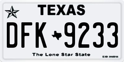 TX license plate DFK9233