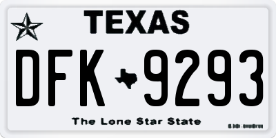 TX license plate DFK9293