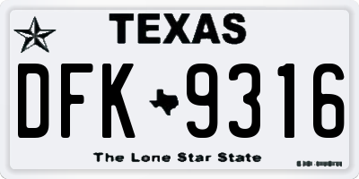 TX license plate DFK9316
