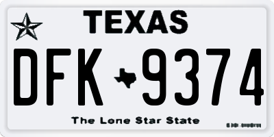 TX license plate DFK9374