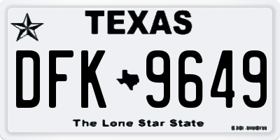 TX license plate DFK9649