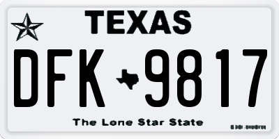 TX license plate DFK9817
