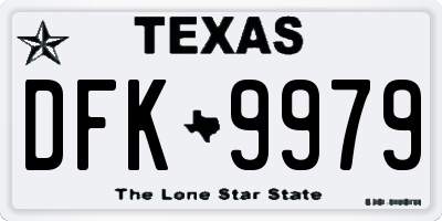 TX license plate DFK9979