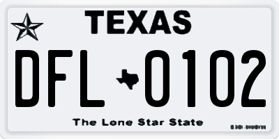 TX license plate DFL0102