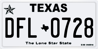 TX license plate DFL0728