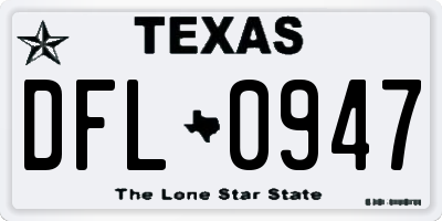 TX license plate DFL0947