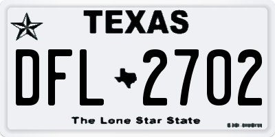 TX license plate DFL2702