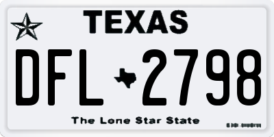 TX license plate DFL2798