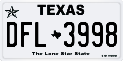 TX license plate DFL3998