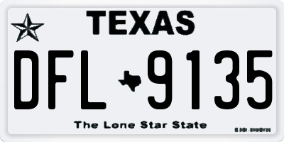 TX license plate DFL9135