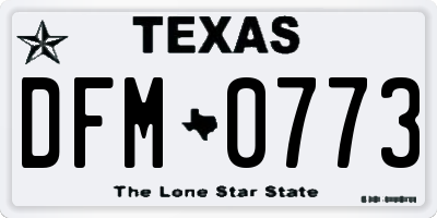 TX license plate DFM0773