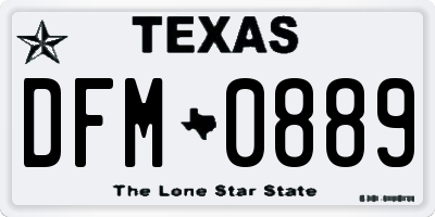 TX license plate DFM0889