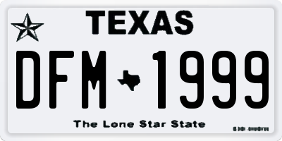 TX license plate DFM1999