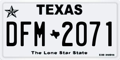 TX license plate DFM2071