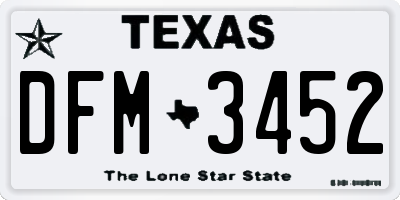 TX license plate DFM3452