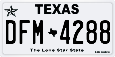 TX license plate DFM4288