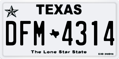 TX license plate DFM4314