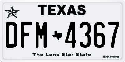 TX license plate DFM4367