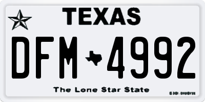 TX license plate DFM4992