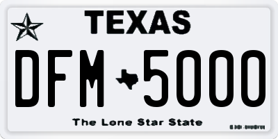TX license plate DFM5000