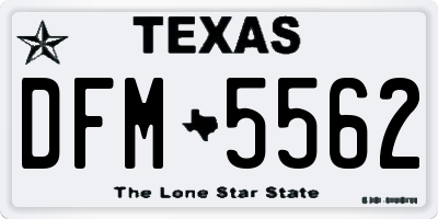 TX license plate DFM5562