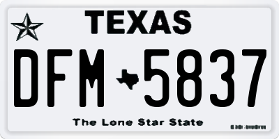 TX license plate DFM5837