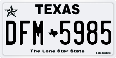 TX license plate DFM5985