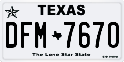 TX license plate DFM7670