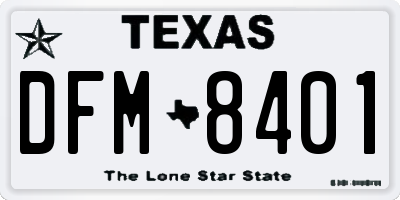 TX license plate DFM8401