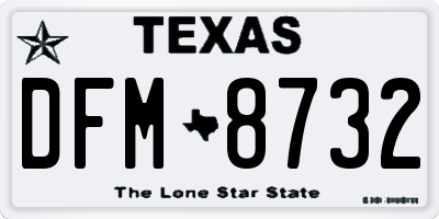 TX license plate DFM8732