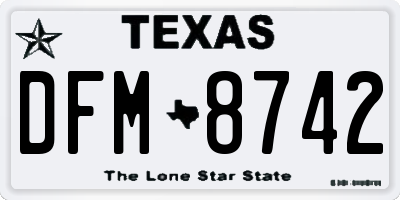 TX license plate DFM8742