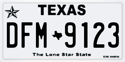 TX license plate DFM9123