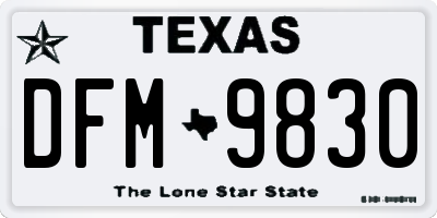 TX license plate DFM9830