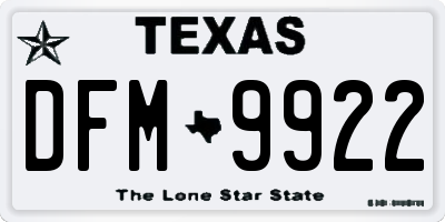 TX license plate DFM9922